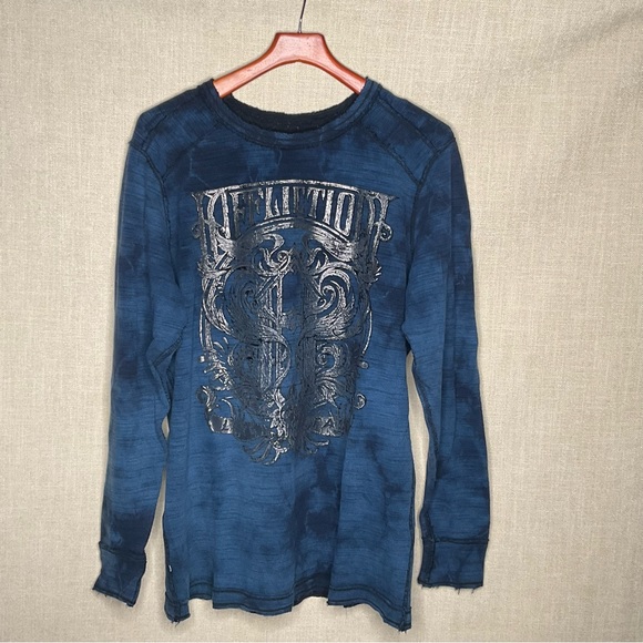 Affliction REVERSIBLE blue/black long sleeve THERMAL  size XXL - Picture 1 of 10